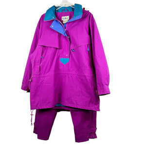Vintage L.L. Bean Women's Track Suit Set Gore-Tex Magenta & Teal Size XL